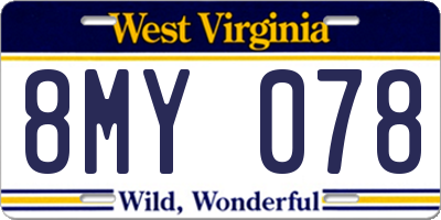 WV license plate 8MY078