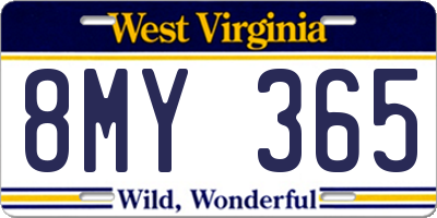 WV license plate 8MY365
