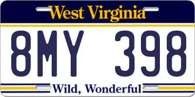 WV license plate 8MY398