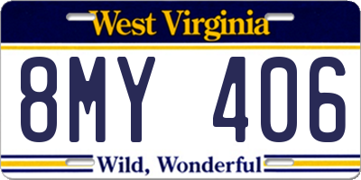 WV license plate 8MY406