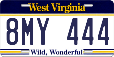 WV license plate 8MY444