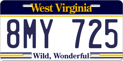 WV license plate 8MY725