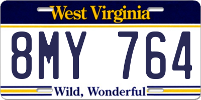 WV license plate 8MY764