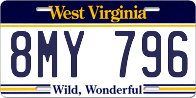 WV license plate 8MY796