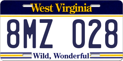 WV license plate 8MZ028