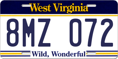 WV license plate 8MZ072