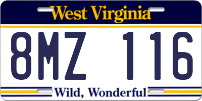WV license plate 8MZ116
