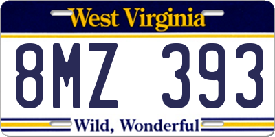 WV license plate 8MZ393