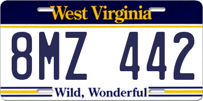 WV license plate 8MZ442