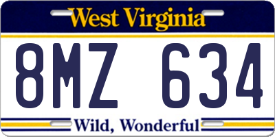 WV license plate 8MZ634