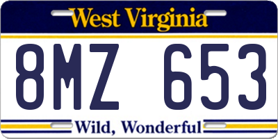 WV license plate 8MZ653