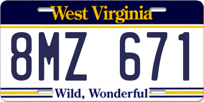 WV license plate 8MZ671