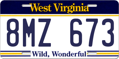 WV license plate 8MZ673