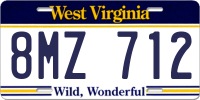 WV license plate 8MZ712