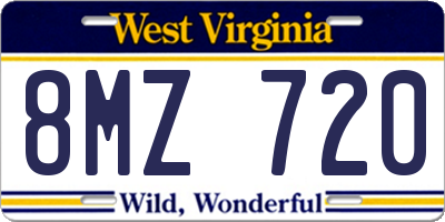 WV license plate 8MZ720