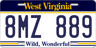 WV license plate 8MZ889