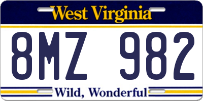 WV license plate 8MZ982