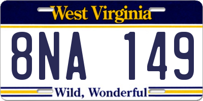 WV license plate 8NA149