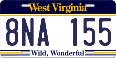 WV license plate 8NA155