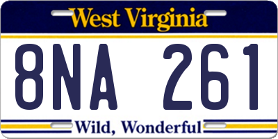 WV license plate 8NA261