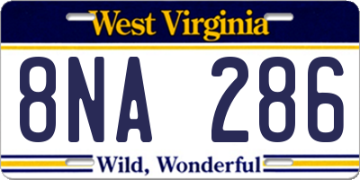 WV license plate 8NA286