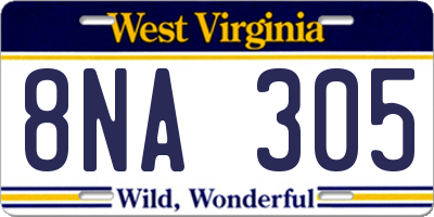 WV license plate 8NA305