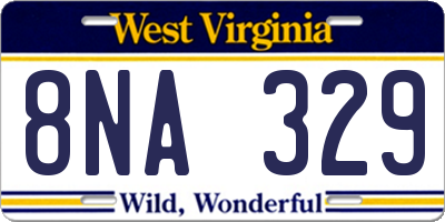 WV license plate 8NA329