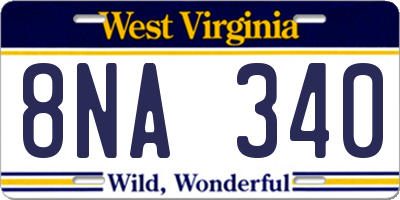 WV license plate 8NA340