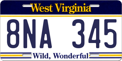 WV license plate 8NA345