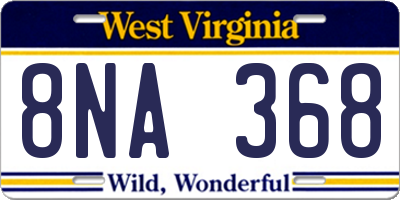 WV license plate 8NA368