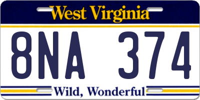 WV license plate 8NA374