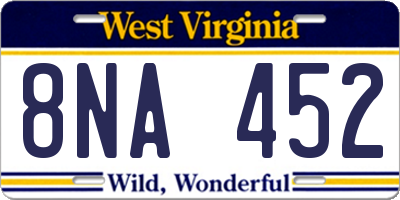 WV license plate 8NA452