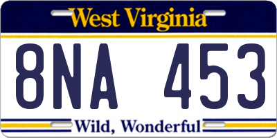 WV license plate 8NA453