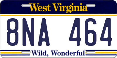 WV license plate 8NA464