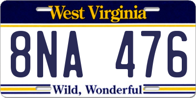 WV license plate 8NA476