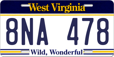 WV license plate 8NA478