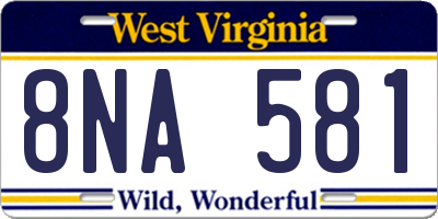 WV license plate 8NA581
