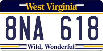 WV license plate 8NA618