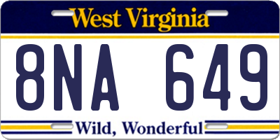 WV license plate 8NA649