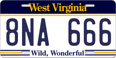 WV license plate 8NA666