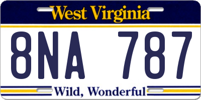 WV license plate 8NA787