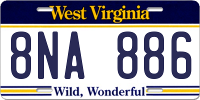 WV license plate 8NA886