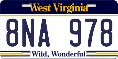 WV license plate 8NA978