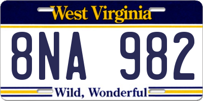 WV license plate 8NA982