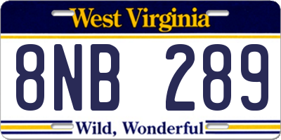 WV license plate 8NB289