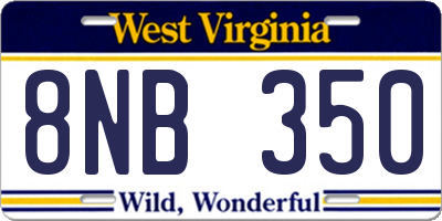 WV license plate 8NB350