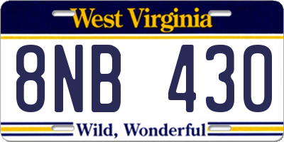 WV license plate 8NB430