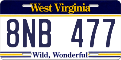 WV license plate 8NB477