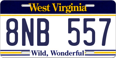 WV license plate 8NB557