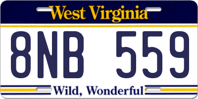 WV license plate 8NB559